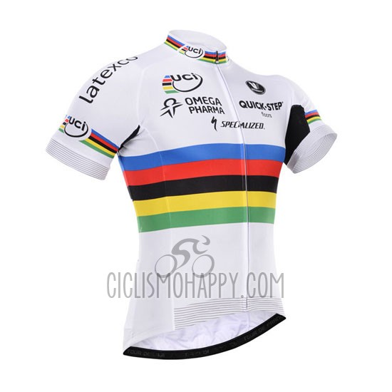 UCI Mondo Campione Lider Cycling Jersey Bib Short 2016 Men Short Sleeve Quick Step White